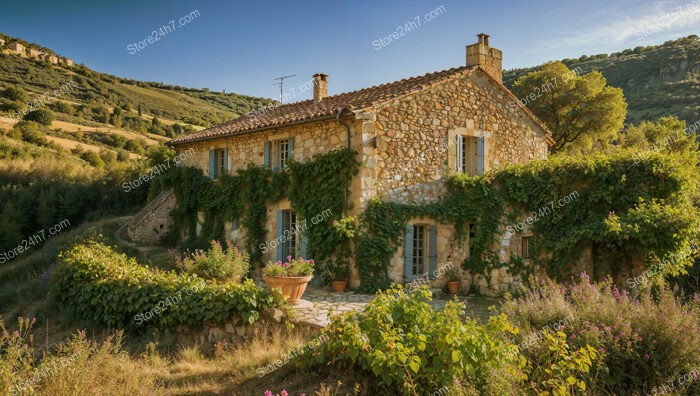 Picturesque Stone House Amidst Rolling Hills in Southern France