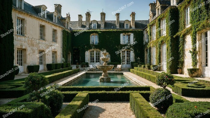 Prestigious French Country Mansion with Elegant Gardens and Fountain