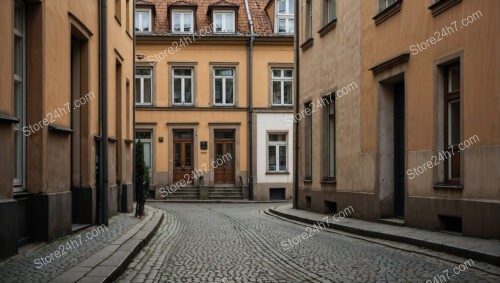 Quaint Eastern German Street with Classic Townhouse Facades