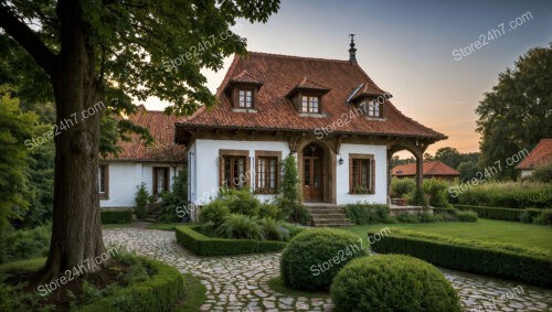 Quaint German Home with Red Tile Roof and Gardens