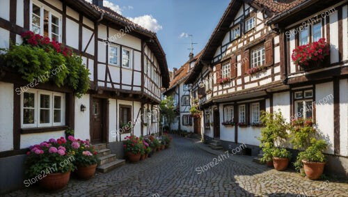 Quaint German House with Timber-Framed Architecture and Flowers