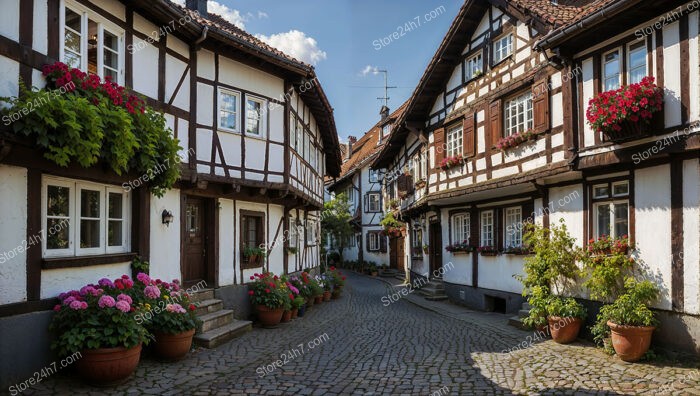 Quaint German House with Timber-Framed Architecture and Flowers