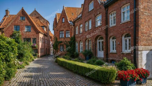 Quaint Gothic Neighborhood with Charming Brick Houses