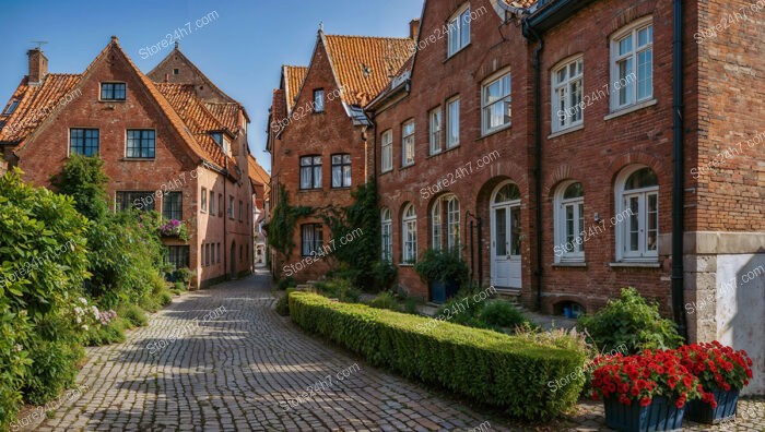 Quaint Gothic Neighborhood with Charming Brick Houses