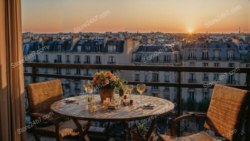 Romantic Paris Apartment Terrace with Stunning Sunset City Views