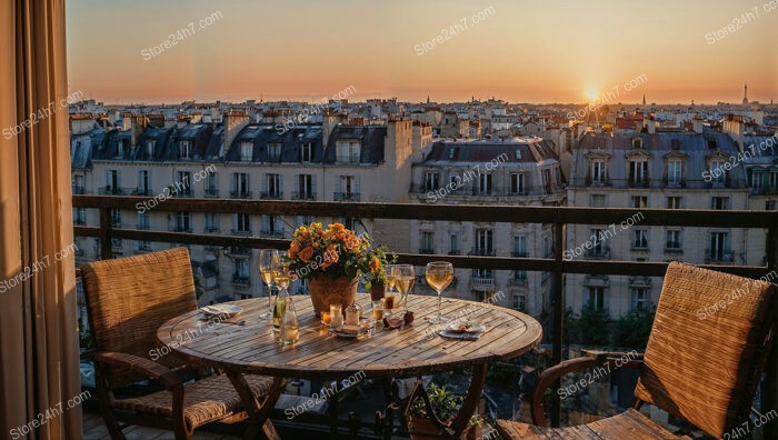 Romantic Paris Apartment Terrace with Stunning Sunset City Views