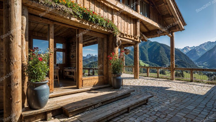 Rustic Mountain Chalet with Flowers and Panoramic Views