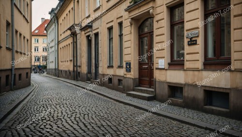 Serene Cobblestone Alley with Historic Buildings in East Germany