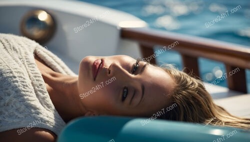 Serene Repose: Young Woman's Peaceful Yacht Retreat at Sea