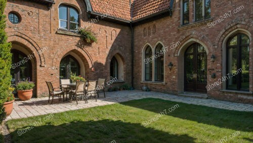 Spacious Gothic Residence with Courtyard and Arched Windows