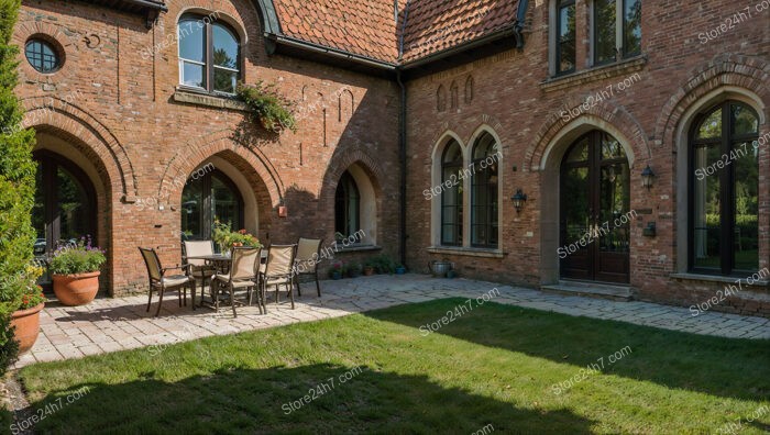 Spacious Gothic Residence with Courtyard and Arched Windows