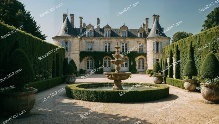 Stunning French Mansion with Manicured Gardens and Fountain