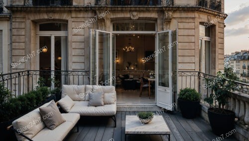 Stunning French Terrace with Elegant Furnishings and Views