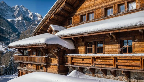 Sunny Winter Day at a Traditional Bavarian Chalet