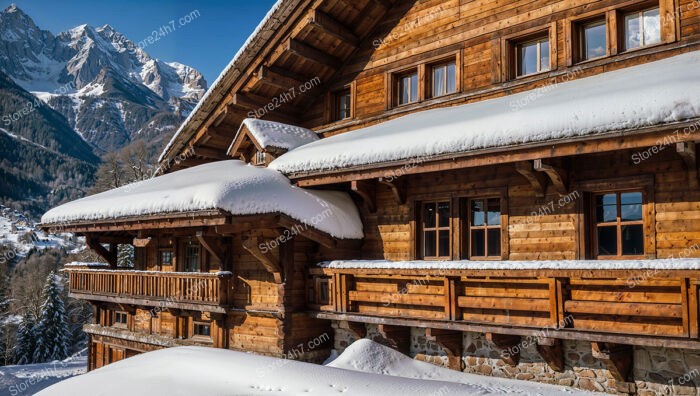 Sunny Winter Day at a Traditional Bavarian Chalet