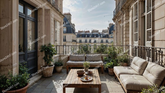 Terrace in an Elegant, Sophisticated French City Apartment