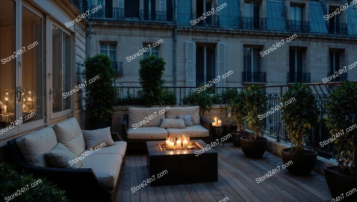 Terrace in French City Apartment with Candlelight Ambiance