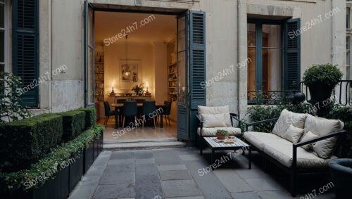 Terrace in Luxurious French City Apartment with Garden