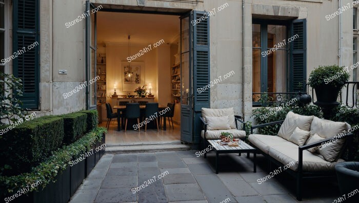 Terrace in Luxurious French City Apartment with Garden