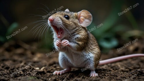 The startled mouse lets out a loud, frightened scream