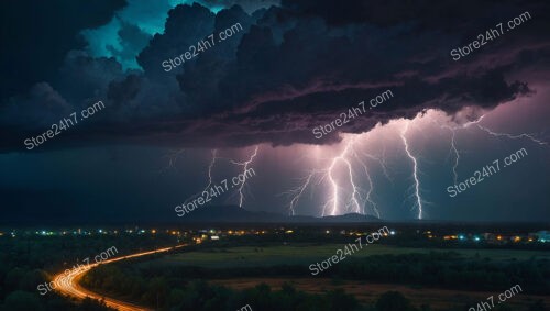 Thunderstorm Illuminates the Night Sky with Dramatic Lightning