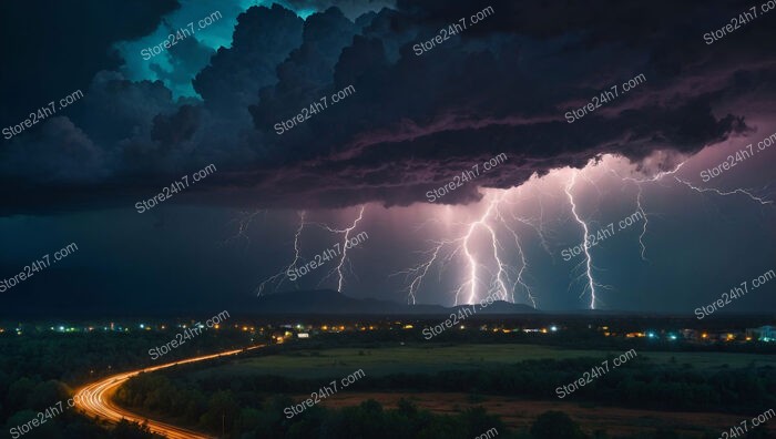 Thunderstorm Illuminates the Night Sky with Dramatic Lightning