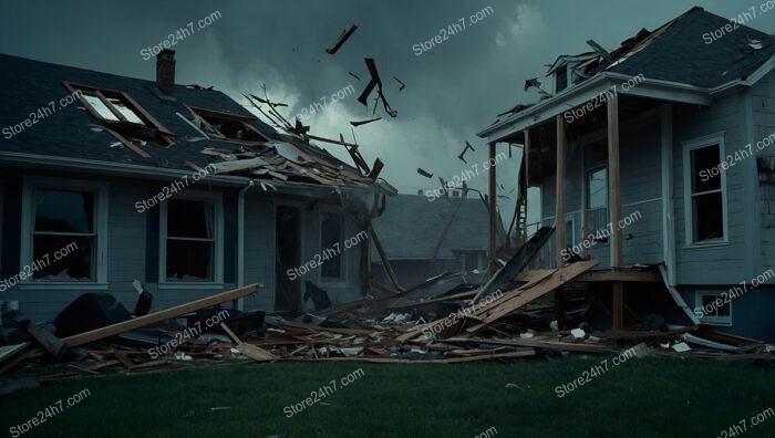 Tornado's Destruction: House's Roof Torn Off by Storm