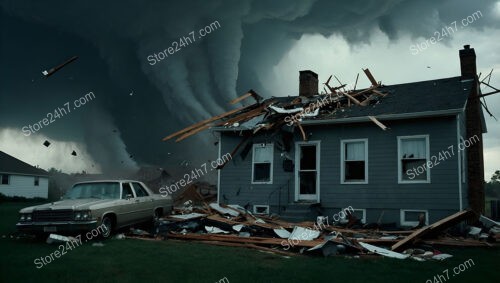 Tornado's Fury: House in the Path of Destruction