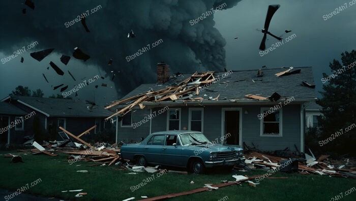 Tornado's Fury: Residential Area Devastated by Nature's Wrath