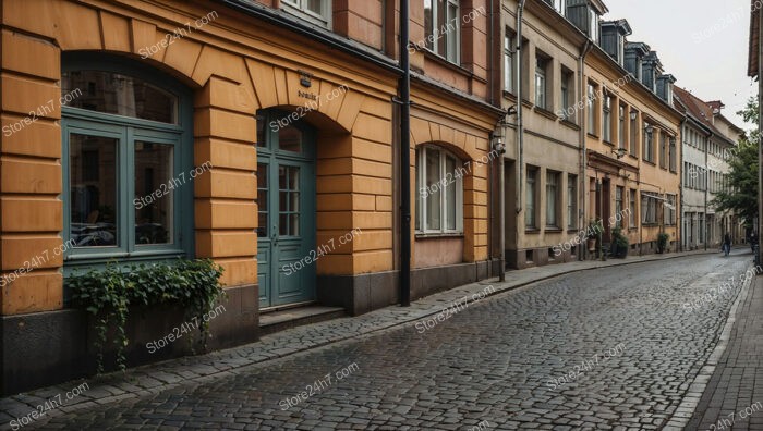 Traditional Eastern German Street with Colorful Buildings