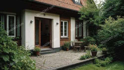 Traditional German Home with Rustic Patio and Garden