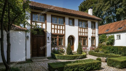 Traditional German House with Detailed Timber and Garden