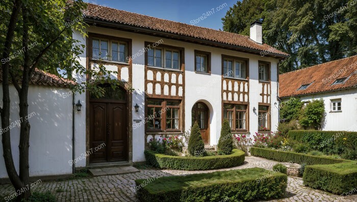 Traditional German House with Detailed Timber and Garden