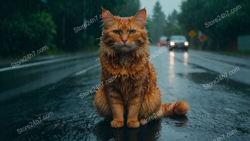 Wet, Abandoned Cat Stares Sadly, Hoping for a Home