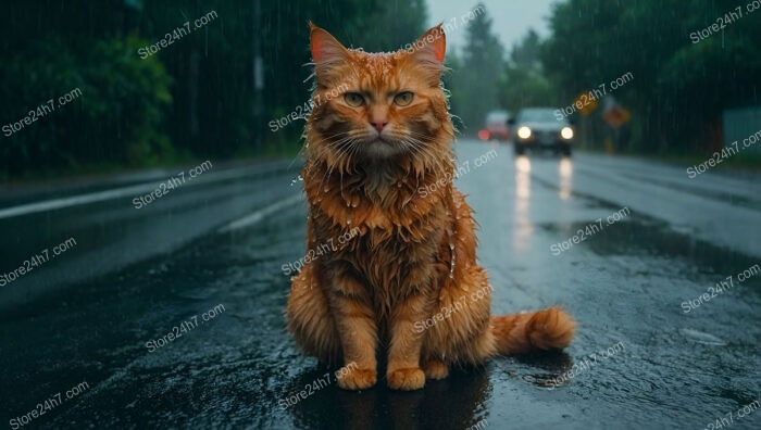 Wet, Abandoned Cat Stares Sadly, Hoping for a Home