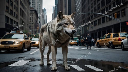 Wolf Prowls Amid Wall Street's Bustling Financial District