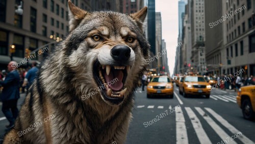 Wolf Snarls Amid Wall Street's Bustling Financial District