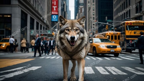 Wolf Strides Through Wall Street's Urban Hustle and Bustle