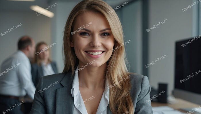 A Confident and Approachable Office Manager in a Modern Office