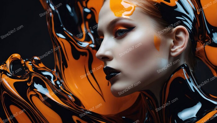 Abstract Fusion of Fashion and Fluid Art