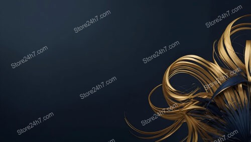 Abstract Golden and Blue Swirls Against Dark Background