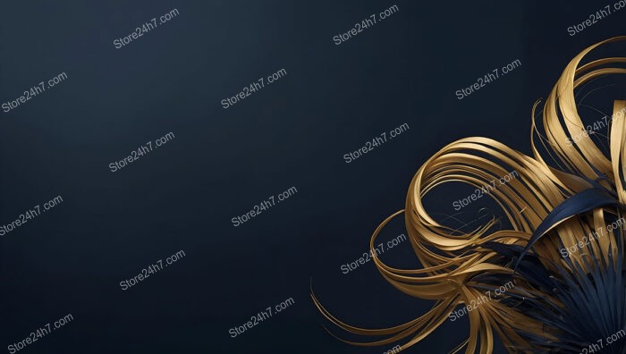 Abstract Golden and Blue Swirls Against Dark Background