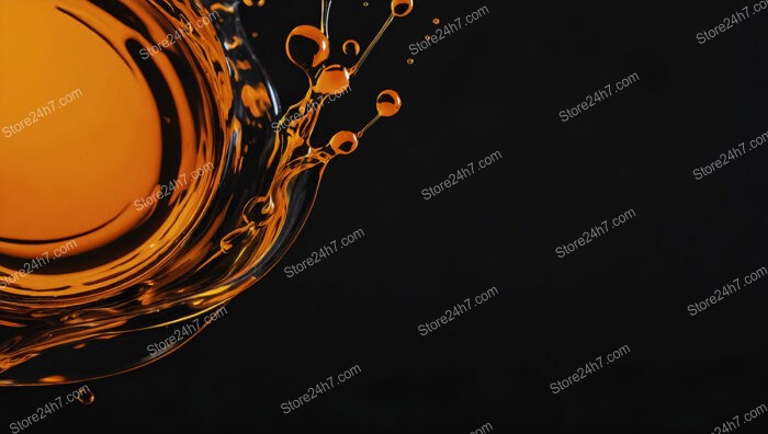 Abstract Orange Splash Against Black Background