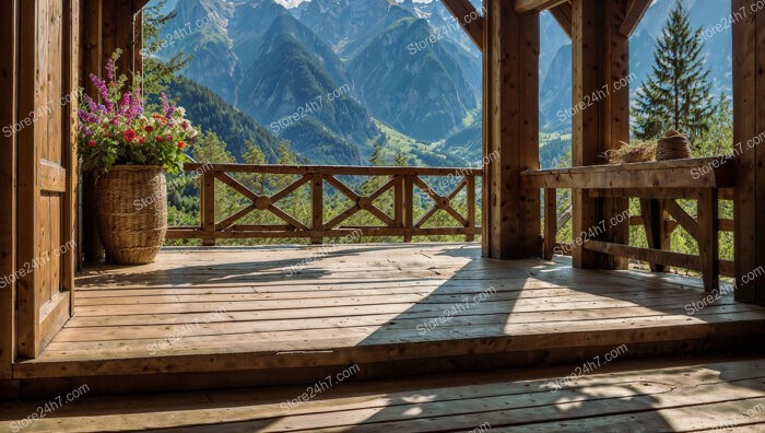 Alpine Chalet Balcony View: Nature's Grandeur Unveiled