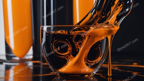 Artistic Fusion: Bold Orange and Black Fluid Dynamics