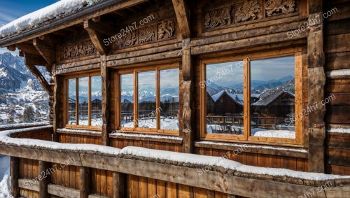 Bavarian Alpine Chalets with Carved Woodwork and Snowy Surroundings