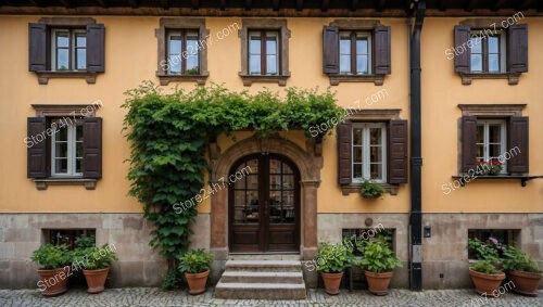 Charming Bavarian House with Arched Entrance and Greenery