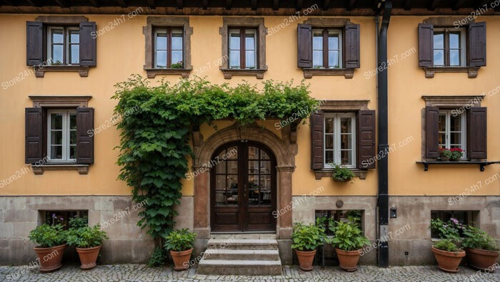 Charming Bavarian House with Arched Entrance and Greenery