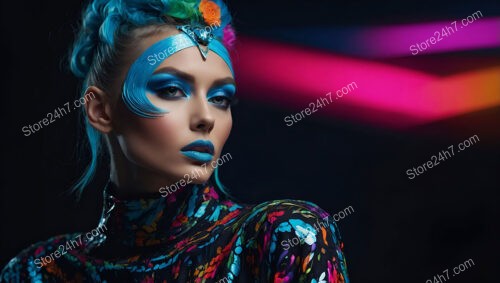 Blue Fantasy Glam: Futuristic Makeup with Bold Accents