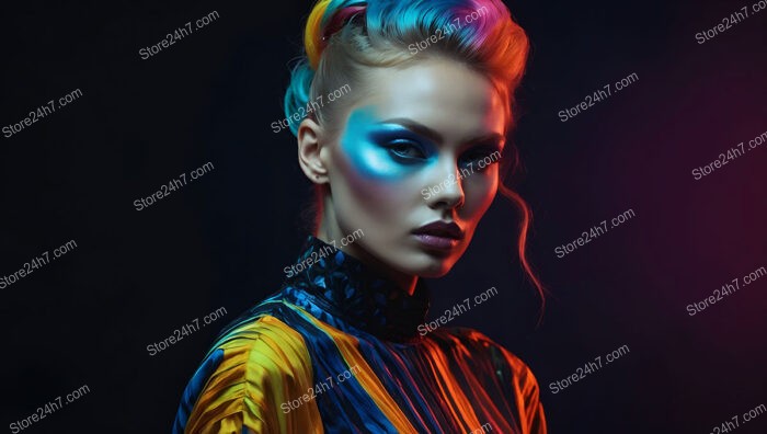 Blue Glow Highlights Futuristic Fashion Expression